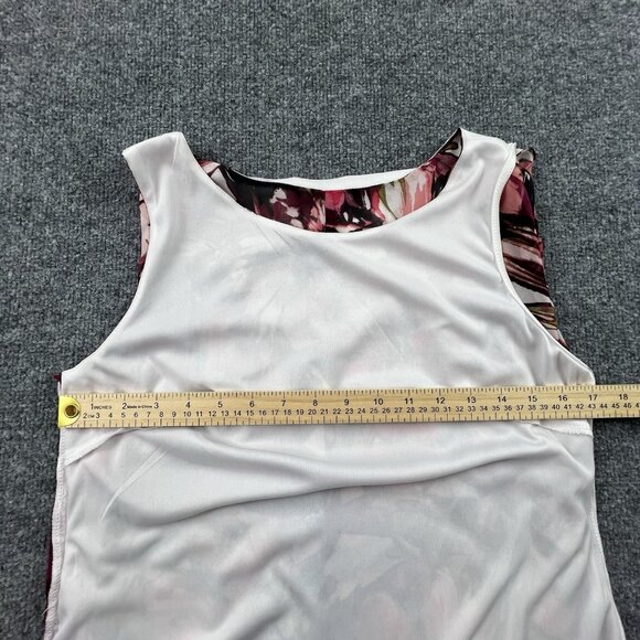 Thalia Sodi One Shoulder Floral Dress Ruffle Overlay Belted Cocktail Midi M - Picture 2 of 7